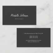 Graue Berufliche Script Manager-Visitenkarte Visitenkarte (Vorne/Hinten)