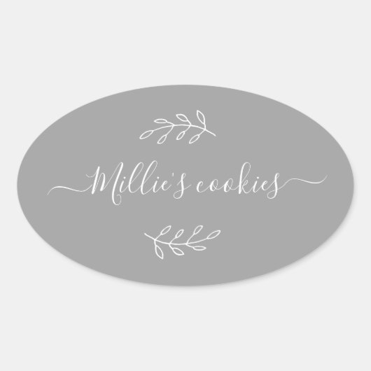 Graue Bezeichnung für moderne Skripte für kleine U Ovaler Aufkleber (Vorderseite)