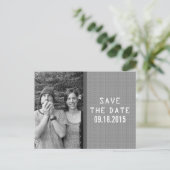 Graue Binärkode Foto Save the Date Postkarte (Stehend Vorderseite)