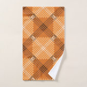 Graue bis braune Kreise über orangefarbene, quadra Badhandtuch Set (Handtuch)