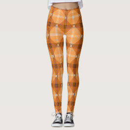 Graue bis braune Kreise über orangefarbene, quadra Leggings