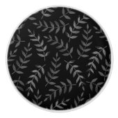 Graue Blätter auf schwarz Keramikknauf (Vorderseite)