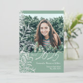 Graue Blätter Foto Abschluss Ankündigung (Stehend Vorderseite)