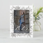 Graue Blätter Foto Abschluss Ankündigung (Stehend Vorderseite)