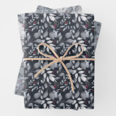 Graue Blätter und rote Berries Umhüllungspapierblä (Beispiel)