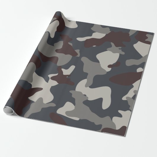Graue blaue Camouflage Tarnmuster Geschenkpapier (Ungerollt)