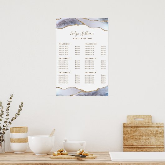 Graue blaue Gate Preisliste Poster (Küche)