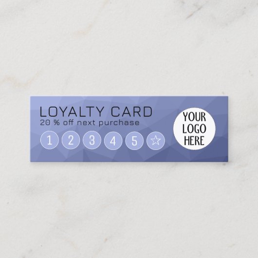Graue blaue Gradient Geometric Mesh Custom Logo Treuekarte (Vorderseite)