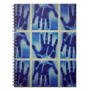 graue blaue Hand Notizblock