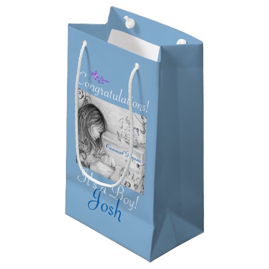 Graue & blaue Karusselträume Custom Kleine Geschen Geschenktüte (Vorderseite Schrägansicht)