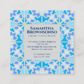 Graue blaue Keramik Tile Quadratische Visitenkarte (Rückseite)
