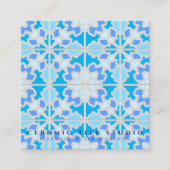 Graue blaue Keramik Tile Quadratische Visitenkarte (Vorderseite)