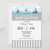 Graue blaue Kinderdusche Einladung (Vorderseite)