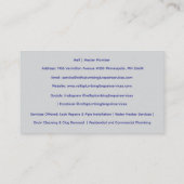 graue blaue Klempneranlage - Toilette Visitenkarte (Rückseite)