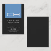 Graue blaue Monogram Berufliche Visitenkarte (Vorne/Hinten)