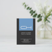 Graue blaue Monogram Berufliche Visitenkarte (Stehend Vorderseite)