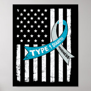 Graue blaue Ribbon amerikanische Flagge Typ 1 Diab Poster