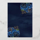 Graue blaue Rose Quinceanera Gold Folieneinladung (Rückseite)
