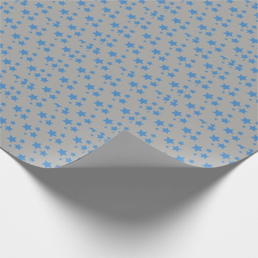 Graue blaue Sterne Modernes Design Wrapping Paper Geschenkpapier (Ecke)