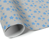 Graue blaue Sterne Modernes Design Wrapping Paper Geschenkpapier (Rolleneckpunkt)