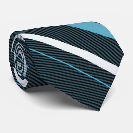 Graue, blaue, weiße Streifen, Krawatte am Hals. (Gerollt)