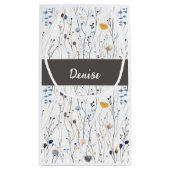 Graue Blaue Wildblumen-Wasserfarbe-Monogramm Kleine Geschenktüte (Rückseite)
