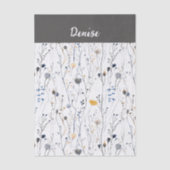 Graue Blaue Wildblumen-Wasserfarbe Seidenpapier (Vorderseite)
