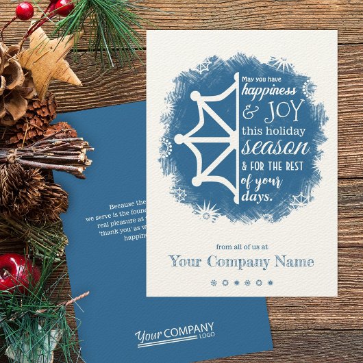 Graue Blue Snowflake Business Holiday Card Einladung
