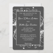 Graue Blüh-Einladung Einladung (Vorderseite)