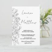 Graue Blume Art Wedding Einladungen (Stehend Vorderseite)