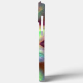 Graue Blume auf Farbrot, unter Glaswirkung Case-Mate iPhone Hülle (Rückseite / Links)