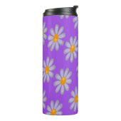 Graue Blume auf lila Thermosbecher (Nach links gedreht)