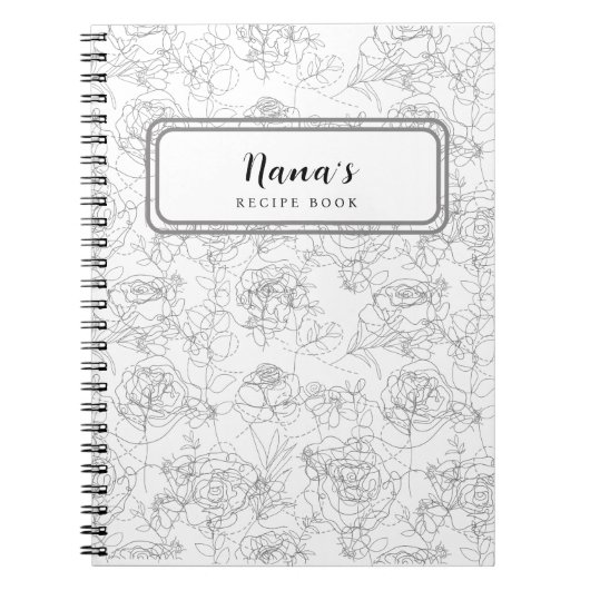 Graue Blume Blumenmuster Rezeptur Buch (Vorderseite)