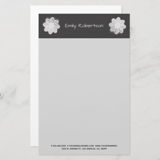 Graue Blume Briefpapier (Vorne/Hinten)