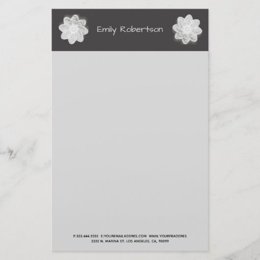 Graue Blume Briefpapier (Vorderseite)