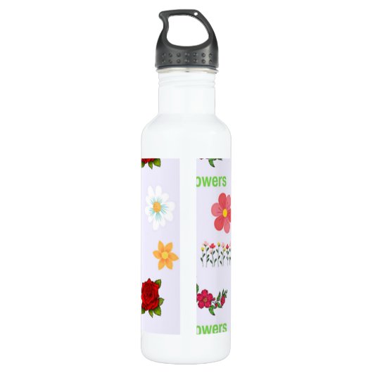 Graue Blume Edelstahlflasche (Rückseite)