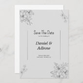 Graue Blume Hochzeitseinladung Einladung (Vorne/Hinten)