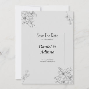 Graue Blume Hochzeitseinladung Einladung