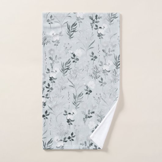 Graue Blume Malerei botanisch Badhandtuch Set (Handtuch)