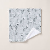 Graue Blume Malerei botanisch Badhandtuch Set (Waschlappen)