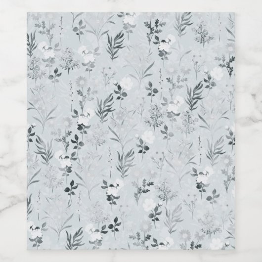 Graue Blume Malerei botanisch Weinetikett (Einzelnes Label)