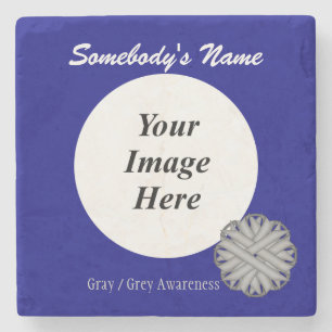 Graue Blume Ribbon von Kenneth Yoncich Steinuntersetzer