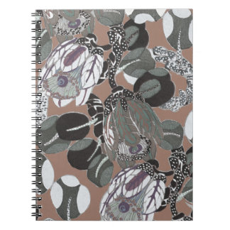 Graue Blume und braune Muster Notizblock