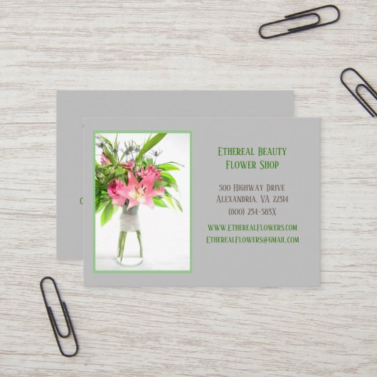 Graue Blume Visitenkarte (Vorderseite/Rückseite Beispiel)