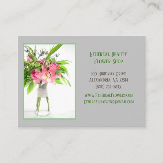 Graue Blume Visitenkarte (Vorderseite)