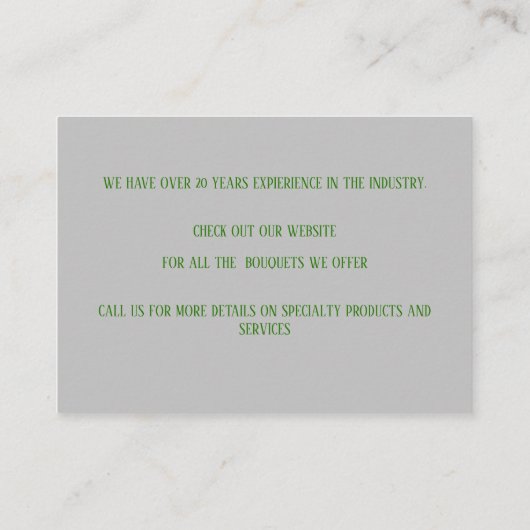 Graue Blume Visitenkarte (Rückseite)