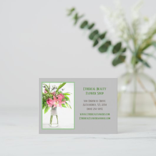 Graue Blume Visitenkarte (Stehend Vorderseite)