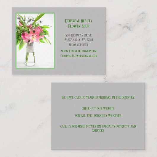 Graue Blume Visitenkarte (Vorne/Hinten)