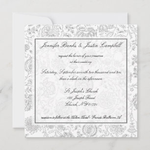 Graue Blume Wallpaper Wedding Einladungen