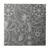 Graue Blumen-abstraktes mit Blumenmuster Fliese (Vorderseite)
